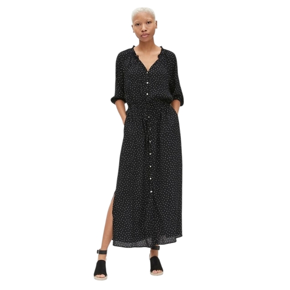 Gap Perfect Maxi Shirtdress Polka Dot Print - Picture 1 of 10